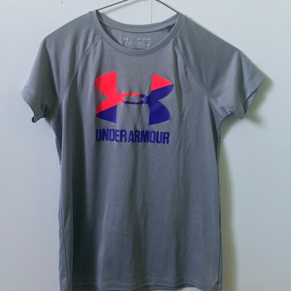 Girls Youth XL Gray Under Armour Heat-gear Shirt